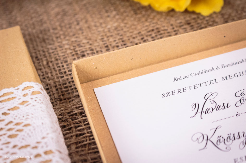 Kraft And Lace Collection – dobozos esküvői meghívó