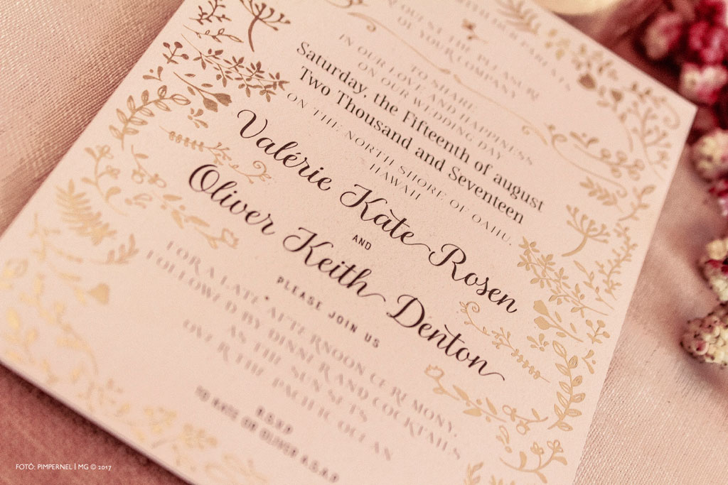 La Romance Floraison Collection – aranyozott esküvői meghívó