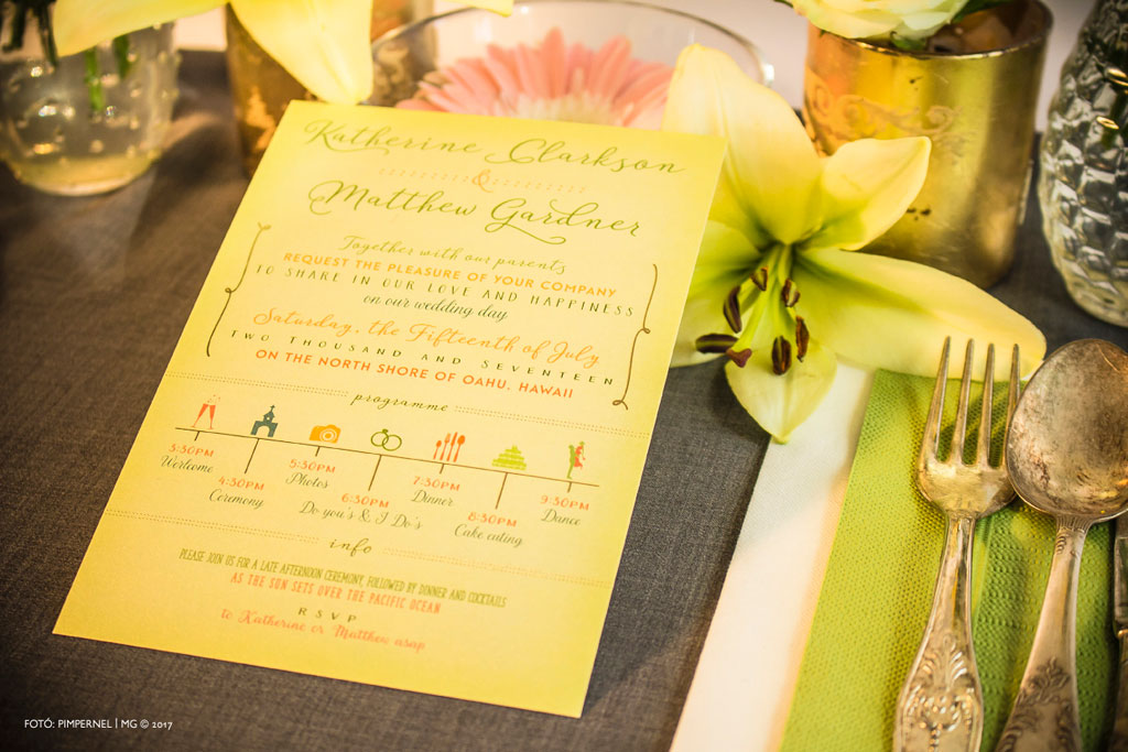 Lemonade Kissing Pearl Collection – aranyozott esküvői meghívó