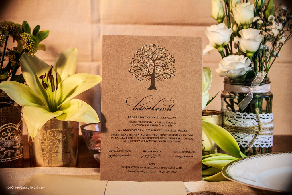 Tree Of Love 4 Kraft Edition Collection – aranyozott esküvői meghívó