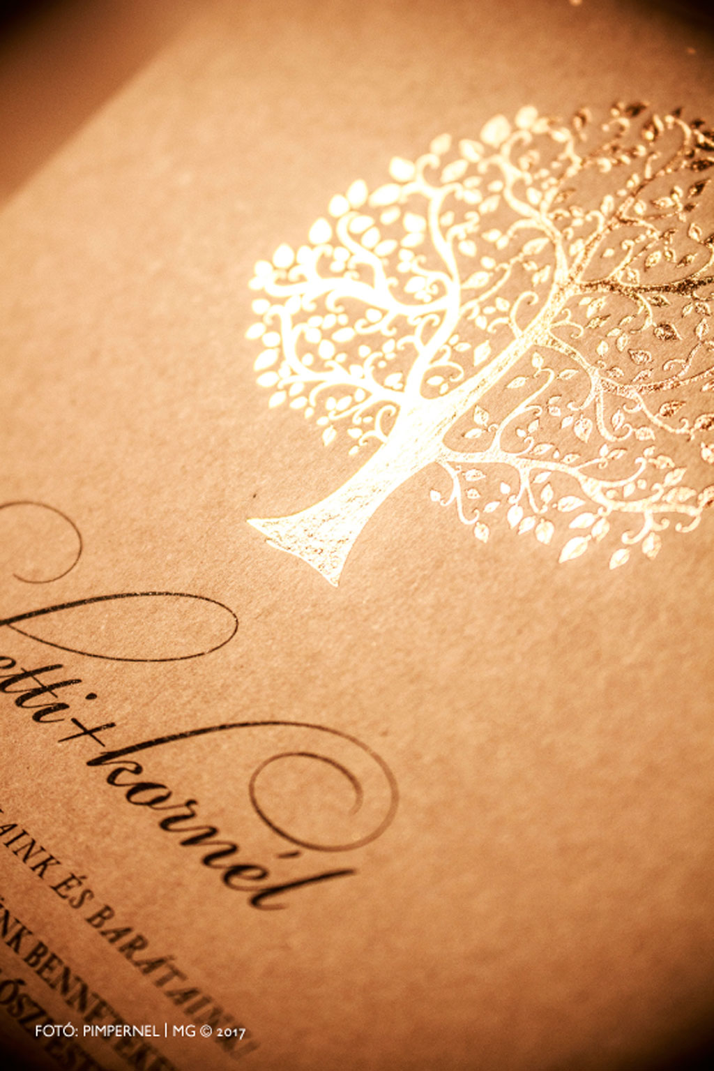 Tree Of Love 4 Kraft Edition Collection – aranyozott esküvői meghívó