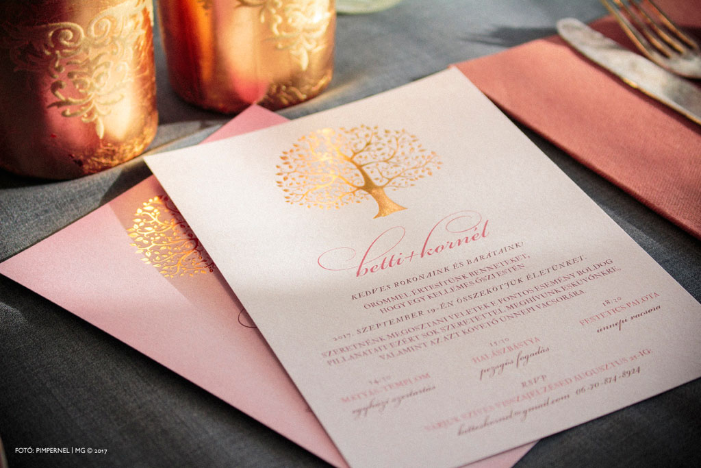 Tree Of Love 4 Rosegold Edition Collection – aranyozott esküvői meghívó