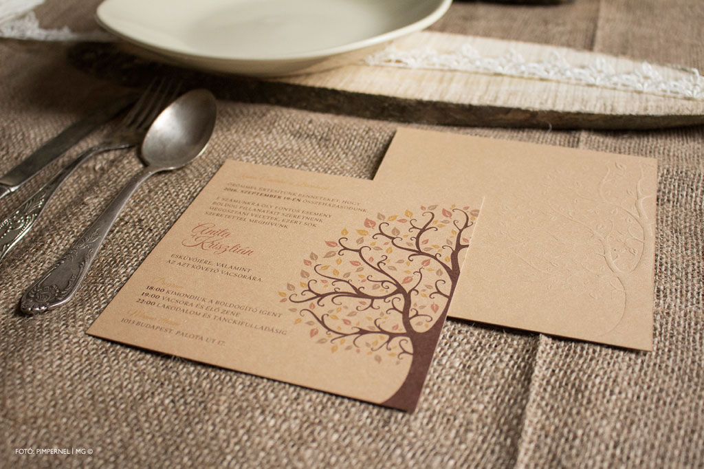 Tree of Love 3 – Cardboard Collection – Kraft Esküvői meghívó