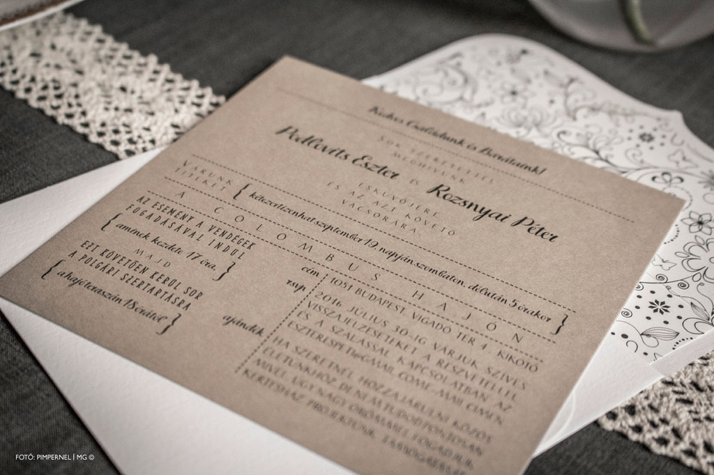 White and Black Collection – bélelt borítékos esküvői meghívó