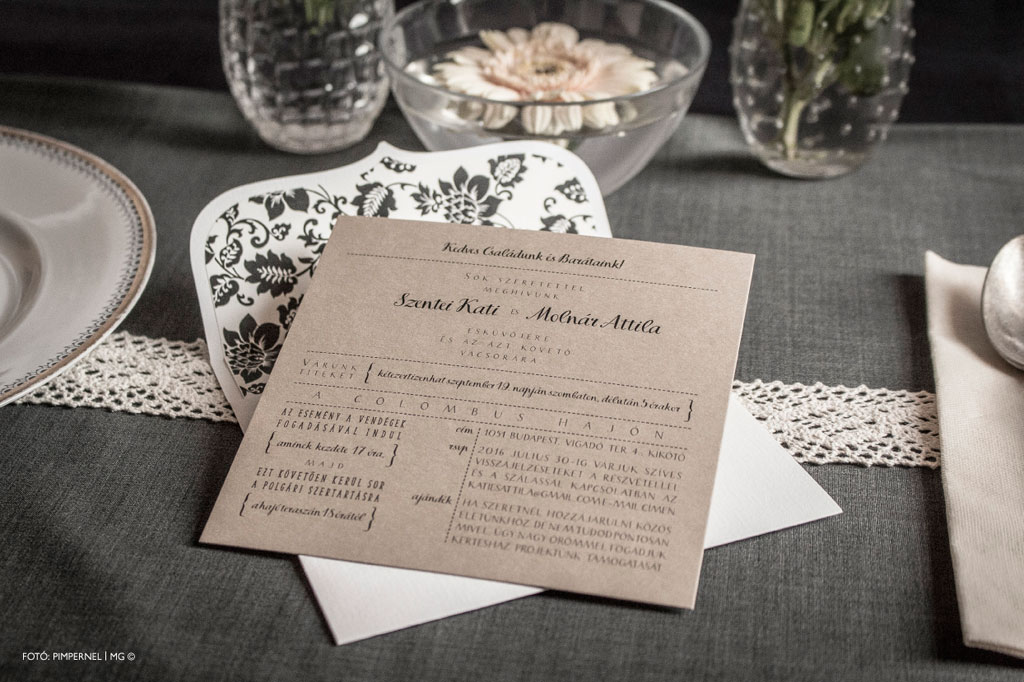 White and Black Collection – bélelt borítékos esküvői meghívó